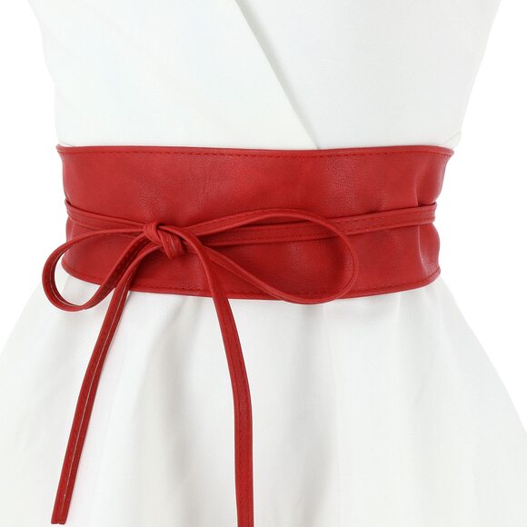 6334 Obi Belt For Women – Wide Waist In Faux Leather, Mica- Red main image 5